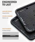 Heavy Duty Silicone License Plate Frame Set In Matte Black Fits Every US Ride Rust Proof And Storm Ready Two Pack showing airflow design and strong corners.