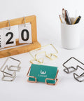 Rose Gold Dope Metal Card Holder For Desk Sleek Card Organizer For Men And Women Large Capacity 3.9x1.9 Inches on desk