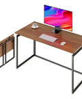 Grab-And-Go Foldable Desk With A 31.5 Inch Wood Top No Tools Needed No Assembly Required Compact Home Office Desk shown set up and folded