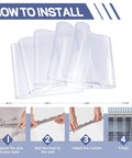 Heavy Duty Waterproof PVC Strip Door Curtain Kit 36 By 80 Inches Clear Keep Cold Air In Hot Air Out For Walk In Cooler Freezer Warehouse Or Garage Energy Saving Easy Install displayed with installation steps.