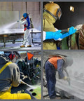 Workers using Pro Grade Sandblaster Helmet Filter With Replaceable Activated Carbon Breathing Air Filters for tough jobs.