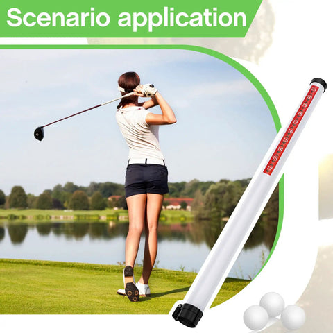 Two Pack Clear Golf Ball Retriever Tubes 35.4 Inch Shagger Grabber Picker Upper with golfer in background