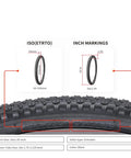 2 Pack 26 Inch Bike Tires 26x1.95 Mountain Bike Tires for MTB Off Road Folding Replacement Tire with Schrader Valve Inner Tubes Tire Levers and Rim Strips Included, showing tread pattern and size specifications.