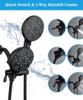 Matte Black Handheld Shower Head With 7 Settings And 5-Inch Rain Shower, Game-Changing Luxury Bath Experience displayed