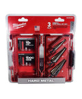 Three Piece Milwaukee Cobalt Step Drill Bit Set For Metal And Wood With Sizes 1 4 9, Elongated Dual Flute, Rapid Strike Tip, Laser Engraving