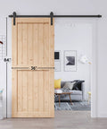 36 By 84 Inches Sliding Barn Door Solid Spruce Panelled Slab With H Frame For Interior Rooms And Storage Closets DIY Assembly And Easy Install Durable Rustic Farmhouse Wood Door Ideal For Small Spaces installed in a living room doorway