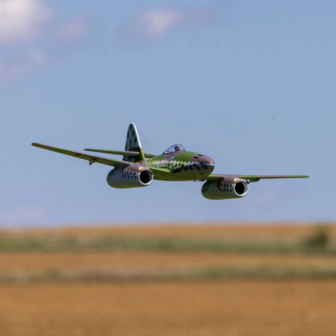 Me 262 EDF RC Warbird Airplane Bind N Fly Basic Jet Fighter Model With 3S Outrunner Motor flying in clear blue sky