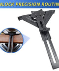 Bang On Edge Guide For Fixed Base Compact Router No Sweat Quick Swap Mounts compatible with Dewalt and Porter Cable Bases, showing measurement scale.