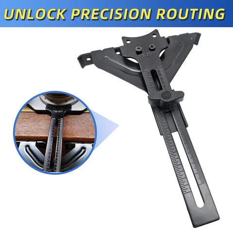 Bang On Edge Guide For Fixed Base Compact Router No Sweat Quick Swap Mounts compatible with Dewalt and Porter Cable Bases, showing measurement scale.