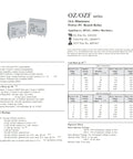 Specifications sheet for Two Pack 12VDC General-Purpose Relay, 16A, 8-Pin, Multi-Function Switching Module with technical details.