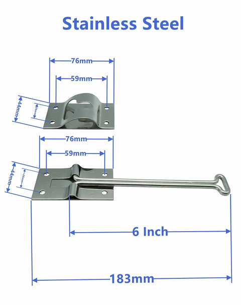 Polished Stainless Steel 6 Inch T Style Entry Door Latch Catch Holder for RV Camper Trailer Cargo Replacement Hardware