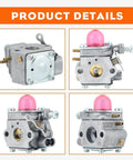 Premium Replacement Carburetor For Troy Bilt Weedeater Trimmers TB22 TB22EC TB32EC TB225 TB80EC TB21EC TB2040XP TB42BC And Bolens BL110 Walbro WT973 Compatible For Garden Tools - multiple angles showing components.