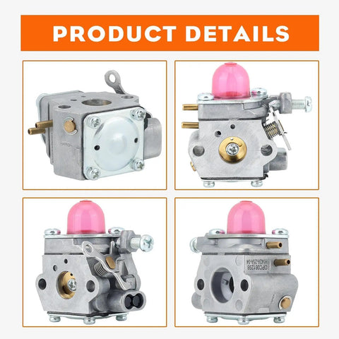 Premium Replacement Carburetor For Troy Bilt Weedeater Trimmers TB22 TB22EC TB32EC TB225 TB80EC TB21EC TB2040XP TB42BC And Bolens BL110 Walbro WT973 Compatible For Garden Tools - multiple angles showing components.