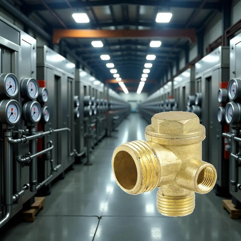 Heavy Duty 3 Port Brass Air Compressor Check Valve For Garage And Workshop Use Tough As Nails Pneumatic Replacement Part.
