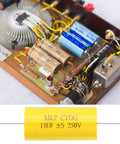15uF 250V Axial Film Capacitor MKP CBB20 For Audio Crossover And Speaker Systems Yellow Step Less Film Capacitor Self Healing Pro Grade Quality High Stability 2 Pin Lead 34mm Long, yellow axial capacitor