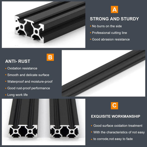 Five Pack 2040 V Slot Aluminum Extrusion European Standard 1220mm Length Anodized Aluminum Profile, strong and rust-resistant