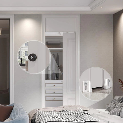 Bedroom with 5 Foot Commercial Grade Sliding Pocket Door Hardware Track Kit Top Mount Heavy Duty Aluminum System installed.