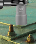 Close-up of 14-Piece Screw And Nut Extractor Set Chrome Molybdenum Steel Heavy Duty used on rusted screws with 3/8 inch driver