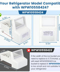 Ice Maker Replacement WPW10558424 Ice Bucket Assembly dimensions and compatibility guide with models