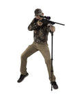 Hunter using Carbon Fiber Shooting Stick Monopod With Adjustable Cams for Precision Long-Range Shooting in a standing position.