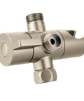 Pivoting Shower Arm Diverter With Hand Shower Cradle Brushed Nickel Finish Three Function Water Control 180 Degree Handle