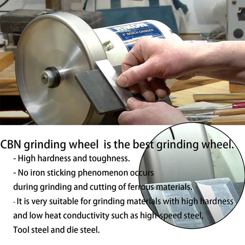 Six Inch CBN Grinding Wheel With 1 Inch Width And Adjustable Bore For High Speed Steel Fits Most 6 Inch Bench Grinders