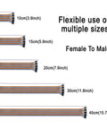 Colorful Breadboard Jumper Wires Kit 120 Pcs 40 Pin Dupont Cables M-F M-M F-F 10 15 20 30 40 Cm different sizes display