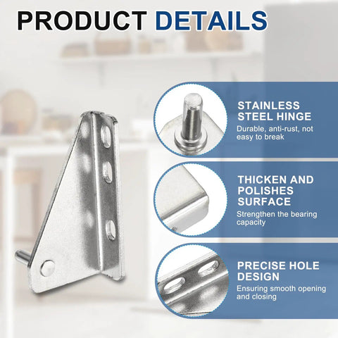 Image showing Stainless Steel Freezer Door Hinge Set Two Pack Outer Column Left Shaft 1.38 Inch Distance Replacement for Refrigerator.
