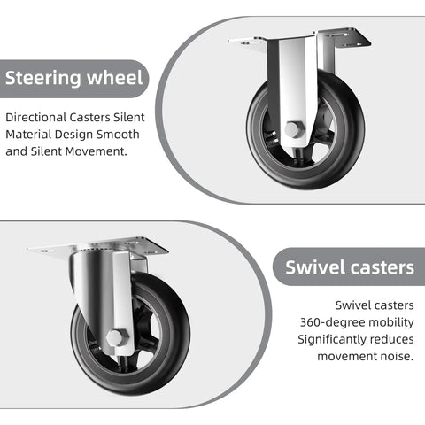 Close-up of steering and swivel caster wheels from Foldable Push Cart Platform Cart With 360 Degree Swivel Wheels No-Fuss Heavy-Duty Hand Truck