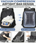 40L Vacuum Compression Travel Backpack With Air Pump For Camping And Hiking, airtight moisture dust proof storage demo