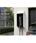 Beefed Up Wall Mounted EV Charger Weather Cover Rust Resistant Outdoor Armor For Home Plug In Station Rain Guard 80X70X25CM mounted on wall with EV charger.