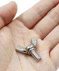 Close-up of a Stainless Steel M6 Wing Bolt from the Stainless Steel M6 Wing Bolts Set of 10, 12mm Thread Length, 1mm Pitch.