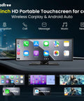 11 inch HD touchscreen with Wireless CarPlay and Android Auto displayed in car dashboard, navigation and apps visible