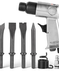 Beefy 150mm Air Hammer Kit With 4500 BPM Short Barrel Pneumatic Hammer, Quick Change Retainer, And Four Chisels