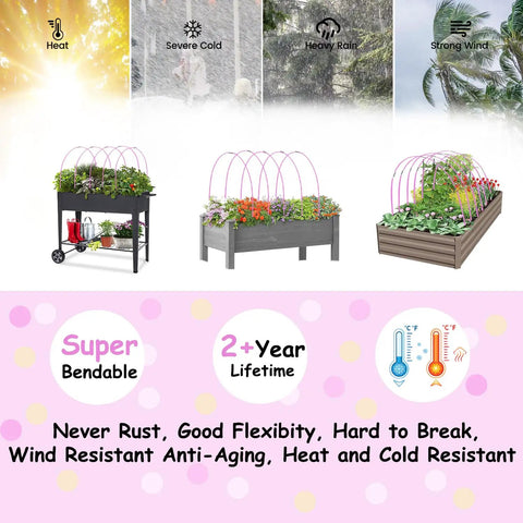 20 Piece Garden Hoop Kit For 1 To 3.5 Ft Wide Raised Beds Flexible Fiberglass Rods Easy Setup 5 Sets Of 5.6 Ft Raised Planter Box Starter Mini Greenhouse For Row Covers Netting And Frost Protection