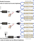 Blue Storefront LED Light Strips 40 Ft 80 Piece 5054 SMD Modules 4 Sets For Shop Windows Ultra Bright Ad Signs connection setup