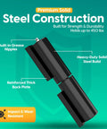 Heavy Duty 7 Inch Weld On Gate Hinges Black Barrel 2 Pack For Metal Gates And Trailer Gates 1.38 Inch Barrel 0.87 Inch Pin 1102 Lb Capacity Each Wrought Iron Weld On Hinges For Rugged Gate Performance Bisagras Para Puertas De Metal showing solid steel construction and grease nipples.