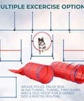 All Weather Dog Agility Training Set For Indoor Or Outdoor Fun with poles, jumps, tunnels and dog through hoop