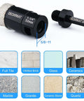 Diamond core drill bit pair from DECKKRKAT: 1-1/4 in hole saw with 5/8-11 thread and 3/8 in hex shank