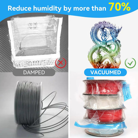 Top Shelf Vacuum Storage Bags For 3D Printer Filament Eight Reusable Air Tight Roll Up Pouches With Compact Electric Pump Keep Your Spools Bone Dry And Dust Free Multi Material Compatible