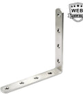 Heavy Duty 6x6 Inch Right Angle Shelf Bracket, 4mm Thick Stainless Steel Corner Brace in Brushed Nickel, side view.