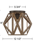 Elevate Your Home Decor With This Straight Up Solid Rustic Flush Mount Ceiling Light Featuring A Dope Wood Finish That Brings Serious Farmhouse Vibes To Any Room UL Certified Easy Setup Perfect For Modern Living Spaces Today, hexagonal wood frame, 12 1/2 inch.