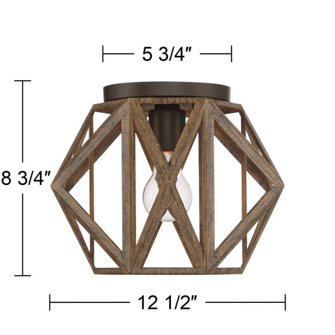 Elevate Your Home Decor With This Straight Up Solid Rustic Flush Mount Ceiling Light Featuring A Dope Wood Finish That Brings Serious Farmhouse Vibes To Any Room UL Certified Easy Setup Perfect For Modern Living Spaces Today, hexagonal wood frame, 12 1/2 inch.