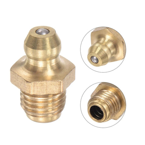 Brass Straight Grease Fittings Assortment Five Sixteenth Inch To Twenty Fourth Thread Hydraulic Fittings Kit Ten Pieces Rust Resistant