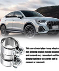 2 Inch Beefy Stainless Steel Exhaust Clamp Butt Joint Band Clamp For Pipes Mufflers Universal Automotive Exterior Exhaust Sleeve Connector For SUVs Sedans And Trucks Durable Rust Resistant High Strength.