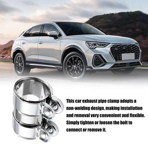 2 Inch Beefy Stainless Steel Exhaust Clamp Butt Joint Band Clamp For Pipes Mufflers Universal Automotive Exterior Exhaust Sleeve Connector For SUVs Sedans And Trucks Durable Rust Resistant High Strength.