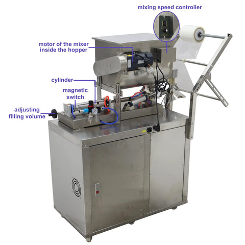 Automatic Liquid Paste Filler And Sealer Machine With Mix Hopper For Sauces And Chunky Salsa Stainless Steel Three Side Packaging System Slick Workflow No Headache Packing Ready To Roll For Daily Shop Runs