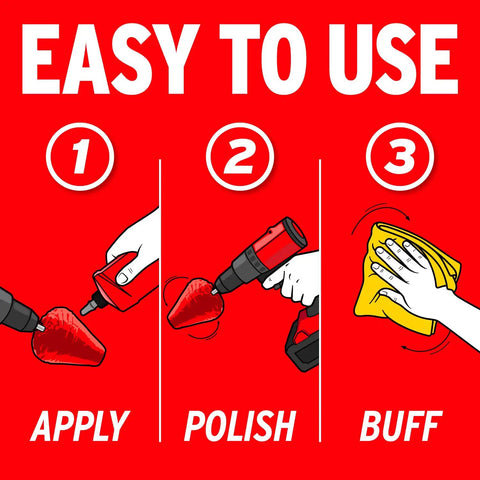 Steps to use PowerCone 360 Polishing Tool With Quick Swap Bit for safe metal polishing in hard to reach areas.