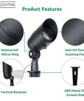 Close-up view of Low Voltage 12V 4W Landscape Lights 6 Pack With Replaceable LED Bulbs Waterproof Outdoor Spotlights features.