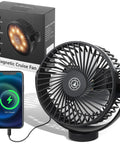 Keep Your Cabin Vibe Fresh With This Magnetic Cruise Fan 12000 Mah Battery 3 Speed Settings Ceiling And Wall Mount Built In Power Bank For Zero Hassle Travel And Sweet Airflow Chill Black, phone charging next to fan.